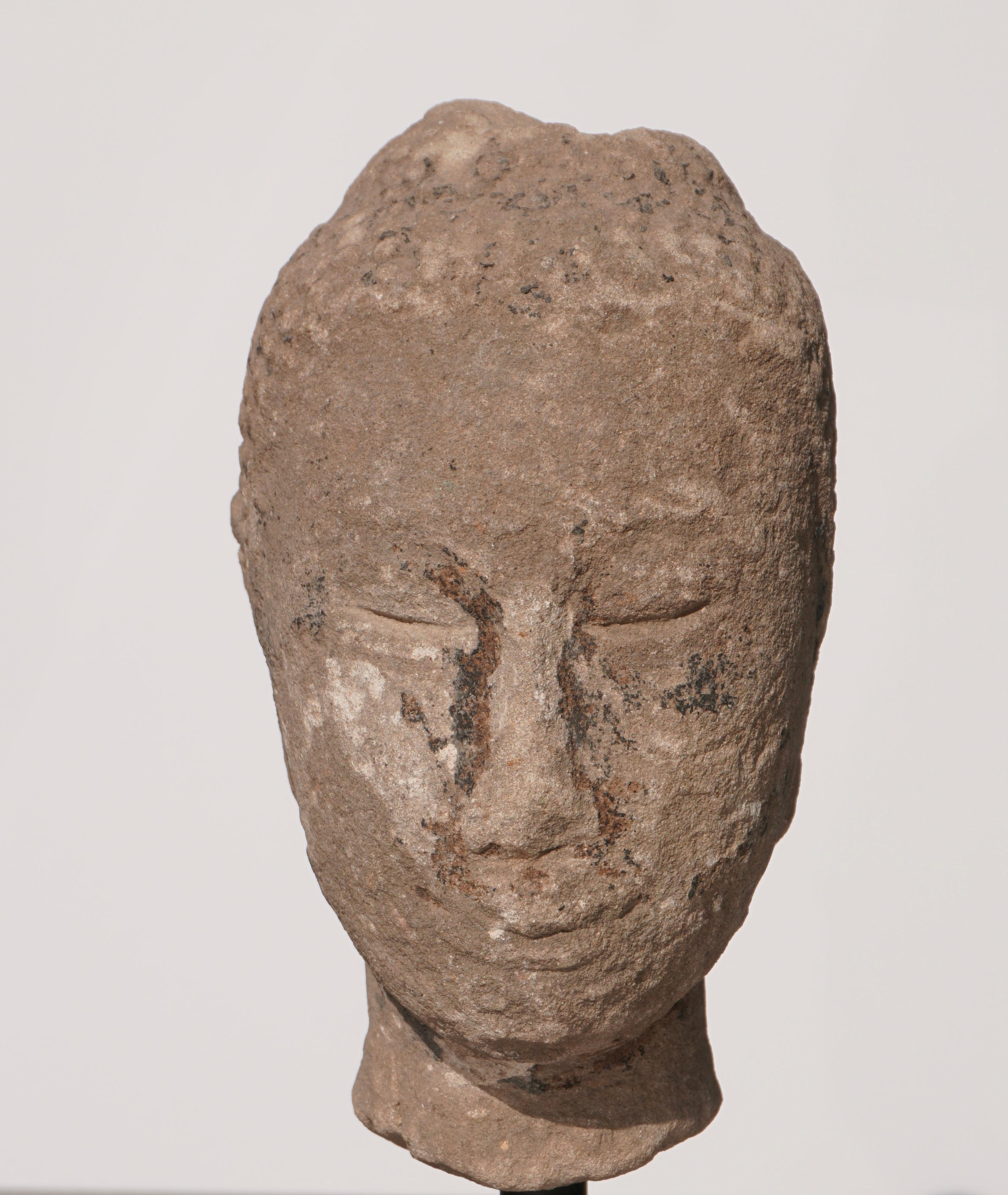 Ming Large 15th-16th Century Sandstone Thai Buddha Head