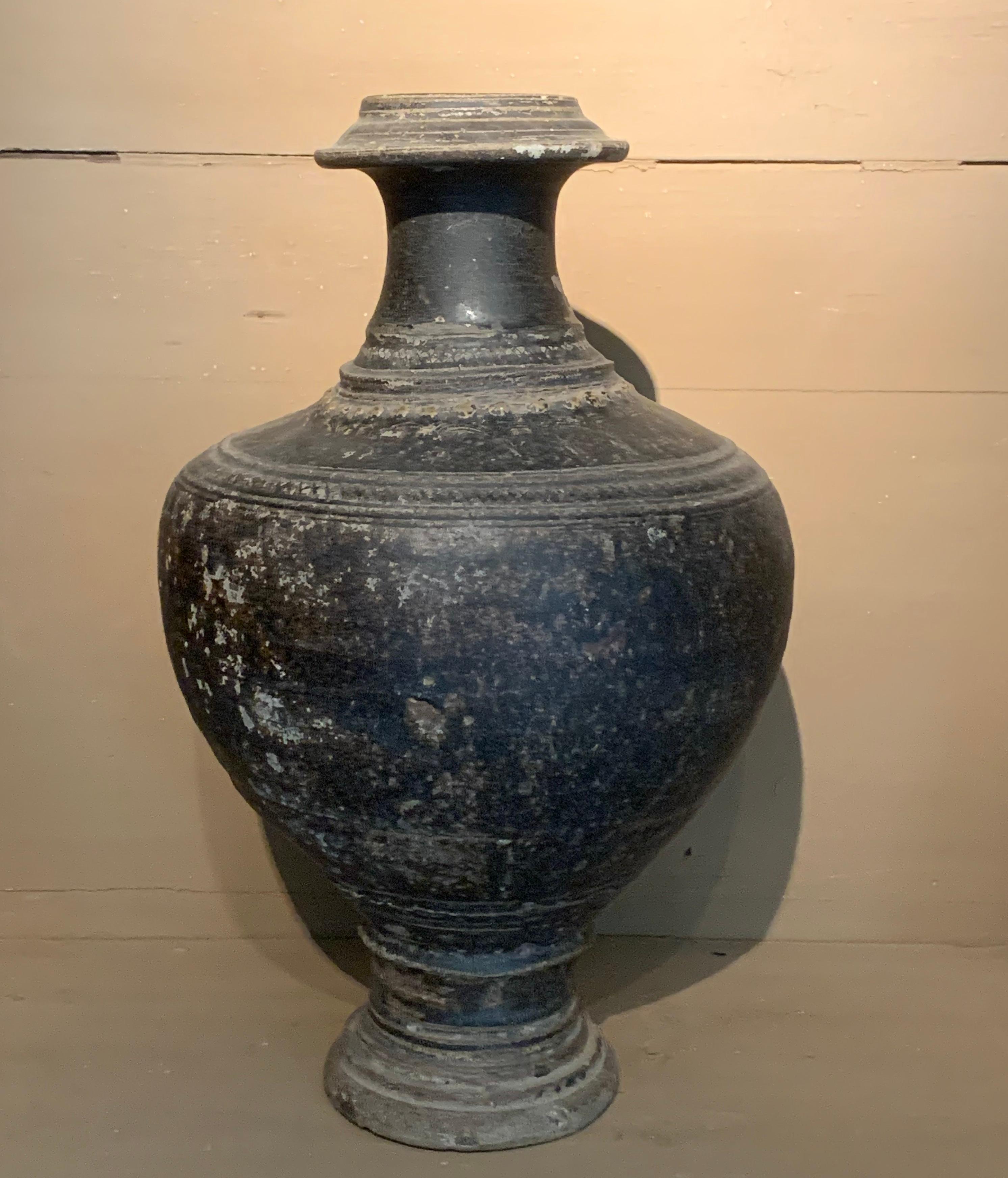 18th Century and Earlier Large 15th century Khmer blackware vessel