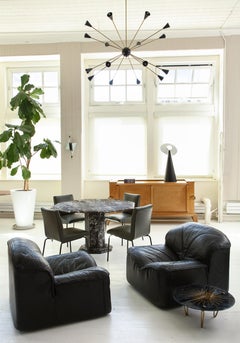 Large 16-Arm Sputnik Brass Black, Stilnovo Style Italian Midcentury Style