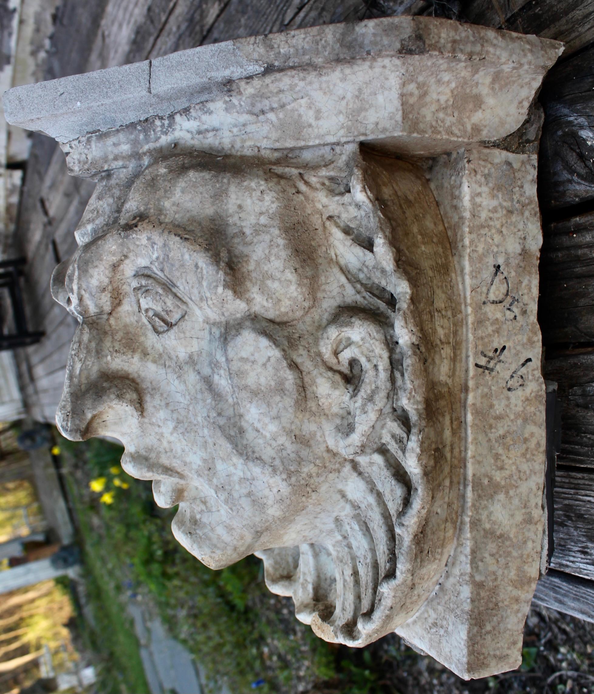 Mascaron Ceramic Gargoyle from Westside Manhattan Building In Fair Condition In Sharon, CT