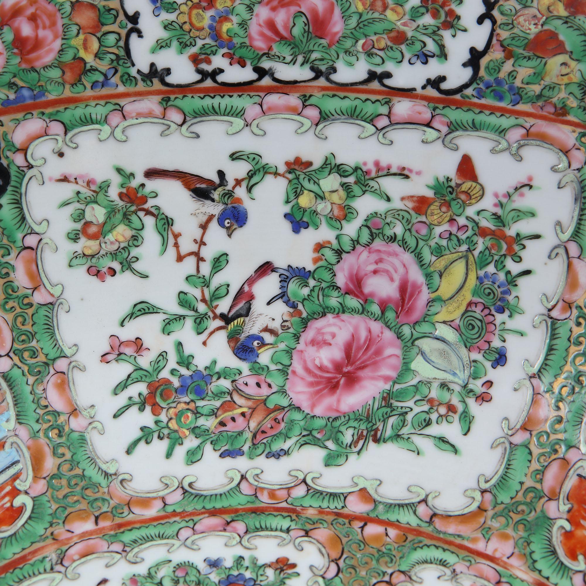 Qing Large Chinese Export Rose Medallion Porcelain Punch Bowl