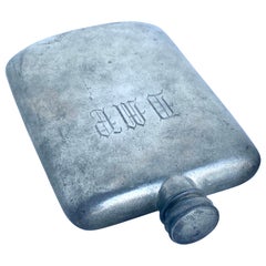 Large 16 Oz Sheffield James Dixon & Son's Liquor Hip Flask with Monogram