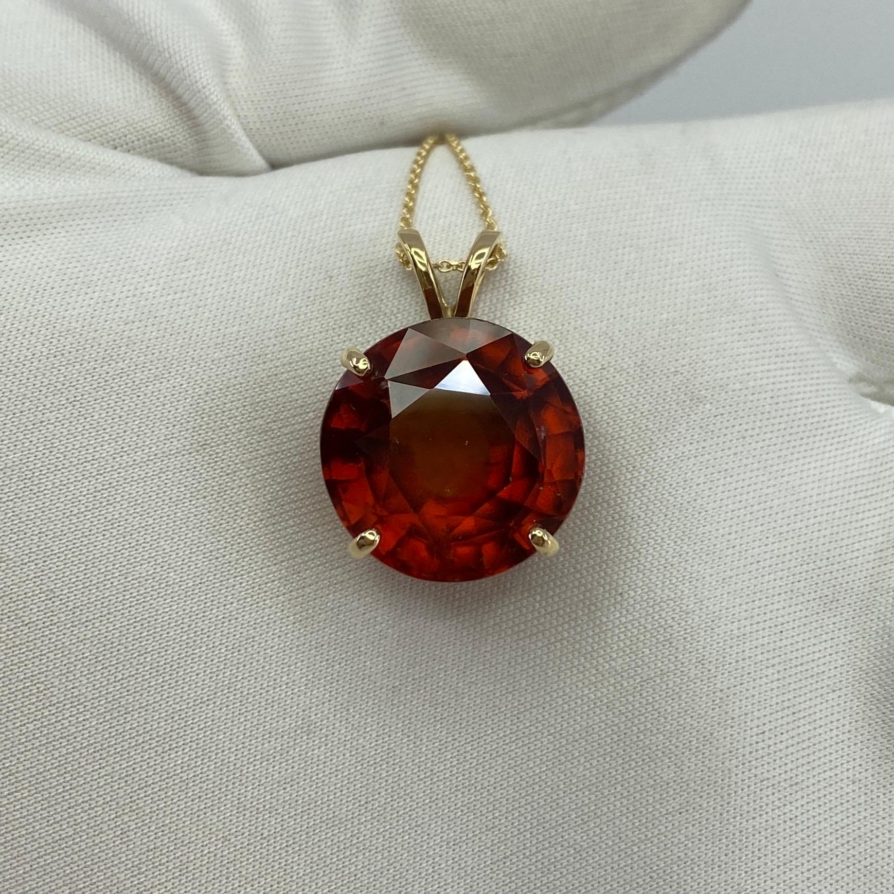 Fine Vivid Orange Hessonite Garnet Solitaire Pendant.

Huge 16.26 carat hessonite garnet with a stunning vivid orange colour set in a fine 14k yellow gold solitaire pendant. This gem has a stunning colour and very good clarity. Some small natural