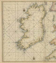 Large 1693 Maritime Map of Irish Sea, West Coasts of Ireland, England, Scotland