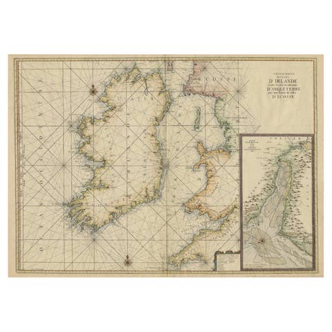 Large 1693 Maritime Map of Irish Sea, West Coasts of Ireland, England, Scotland