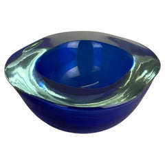 Large 1,6kg Murano Glass Round Sommerso Bowl Element Ashtray Murano Italy 1970