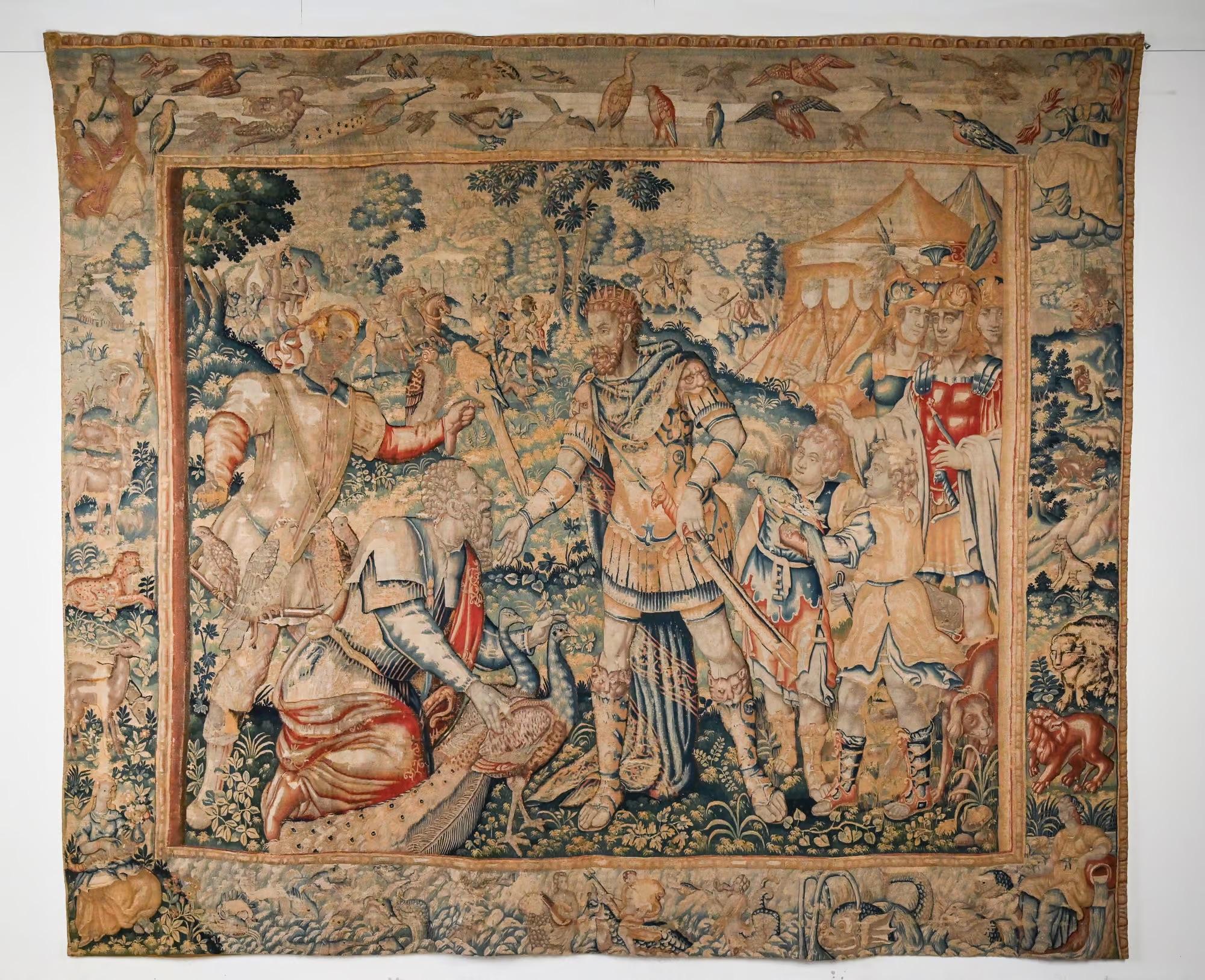 Tessuto a mano Grande arazzo fiammingo del XVI-XVII secolo in vendita