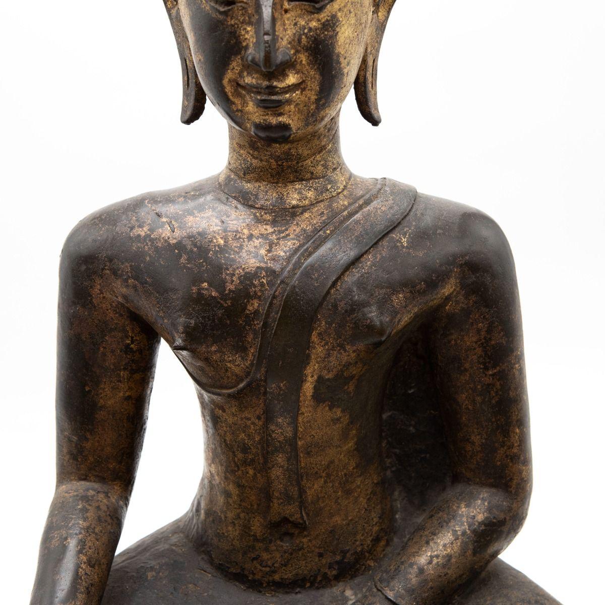 Grand bouddha du Siam en bronze doré des XVIe et XVIIe siècles, de style Sukhothai Bon état - En vente à Kastrup, DK