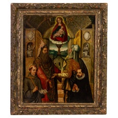 Large 16th Century Flemish Old Master Madonna & Saints Oil Painting