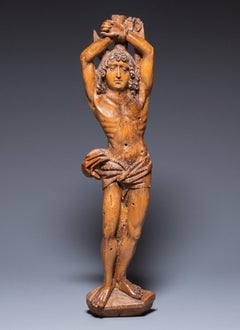 Large 16th Century German Carved Basswood Saint Sebastian Sculpture