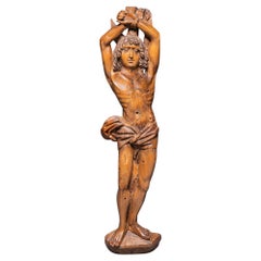 Antique Large 16th Century German Carved Basswood Saint Sebastian Sculpture