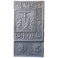 Großer deutscher gotischer Kaminschirm / Rückwand aus dem 16. Jahrhundert