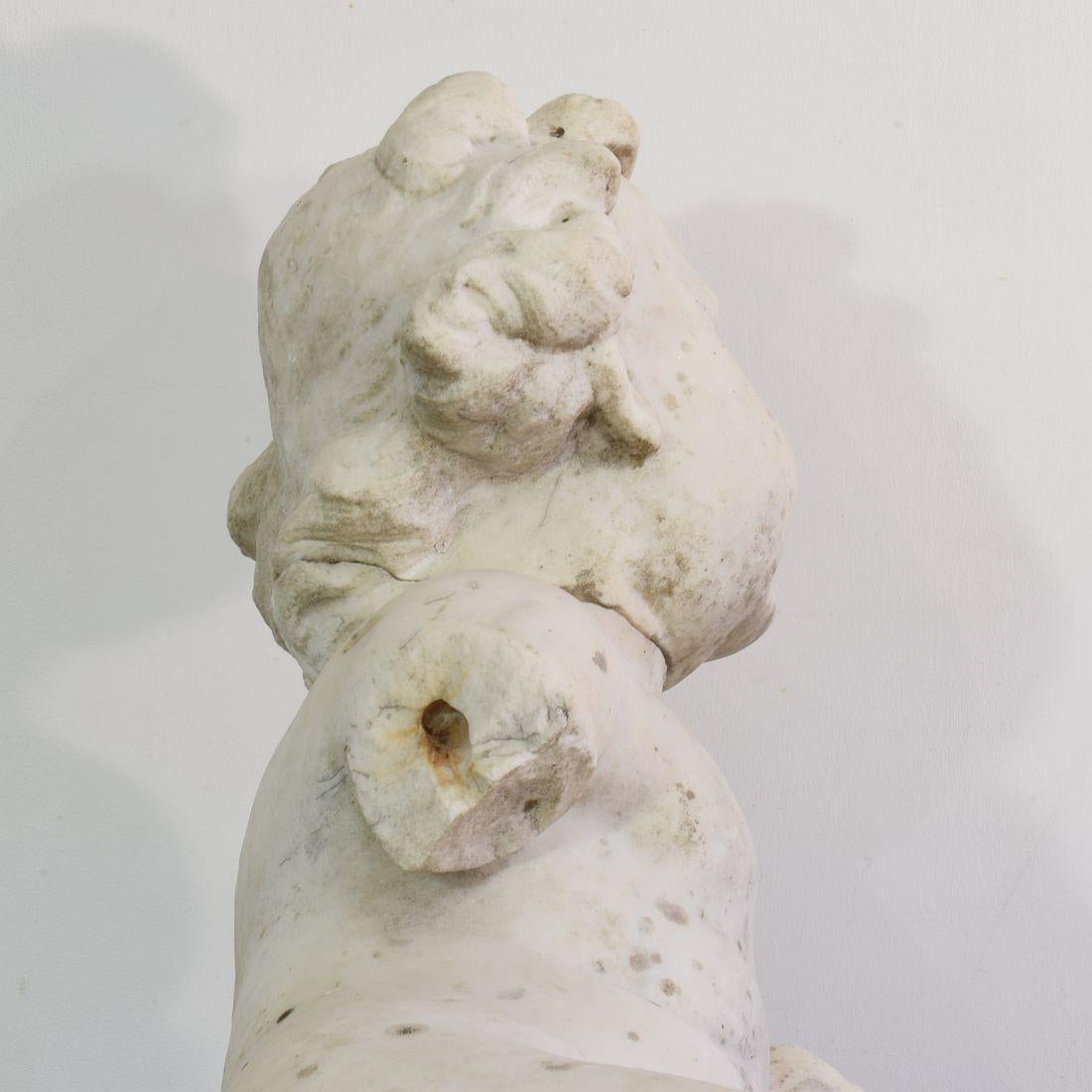 Large 17/18th Century Italian Carved Carrara Marble Baroque Angel Fragment For Sale 5