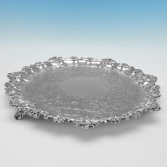 Large Ornate Antique Sterling Silver Salver, London, 1836