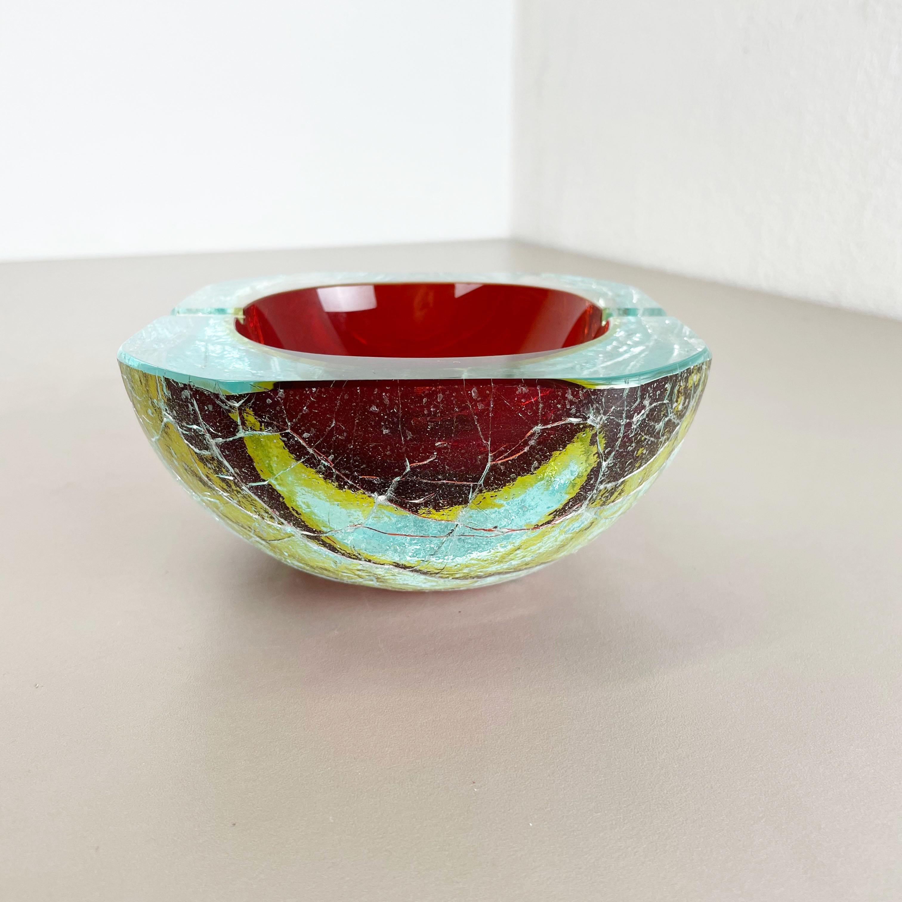 Large 1, 7kg Murano Glass Crack Structure Bowl Shells Ashtray Element Italy 1970s For Sale 14