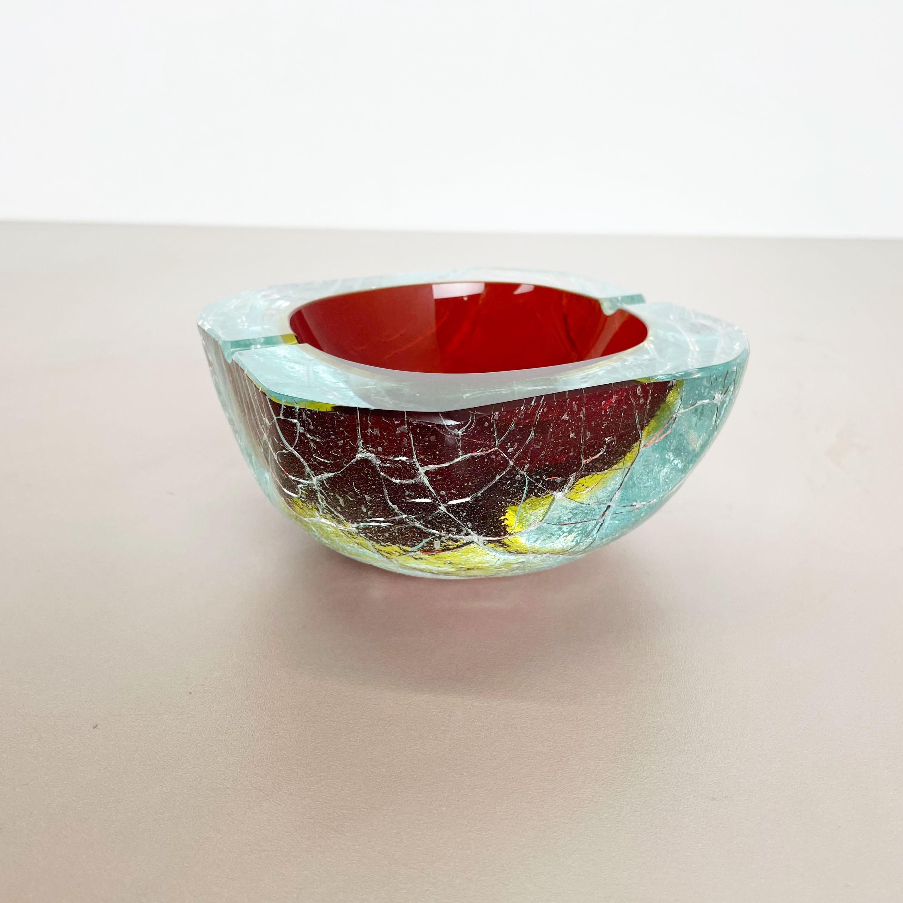 Large 1, 7kg Murano Glass Crack Structure Bowl Shells Ashtray Element Italy 1970s For Sale 2