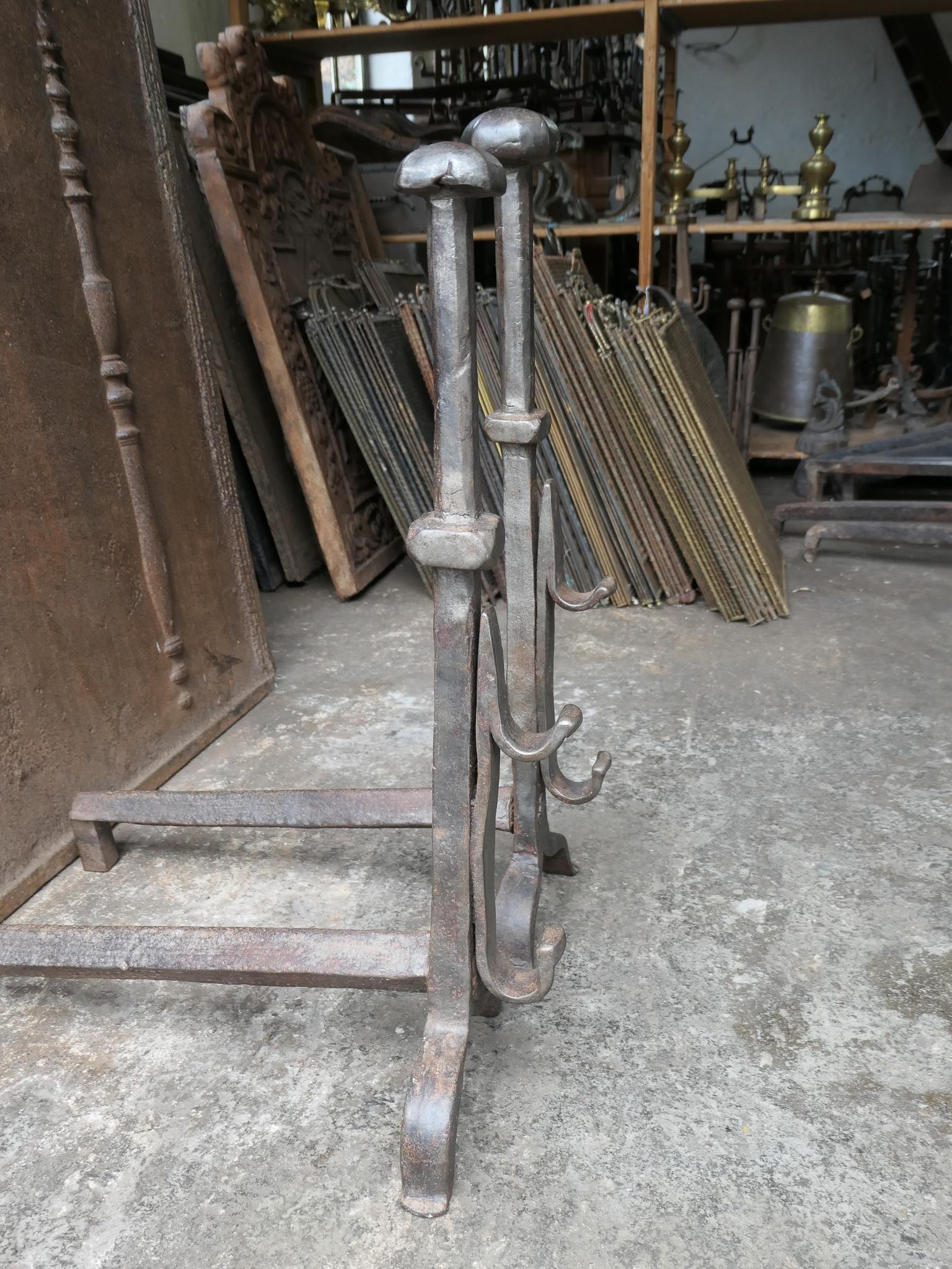 Large 17th - 18th Century French Gothic Andirons For Sale 5