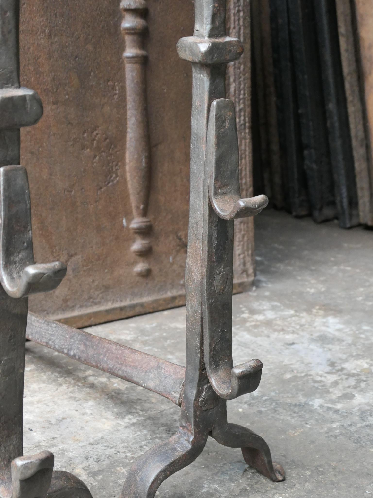 Large 17th - 18th Century French Gothic Andirons For Sale 3