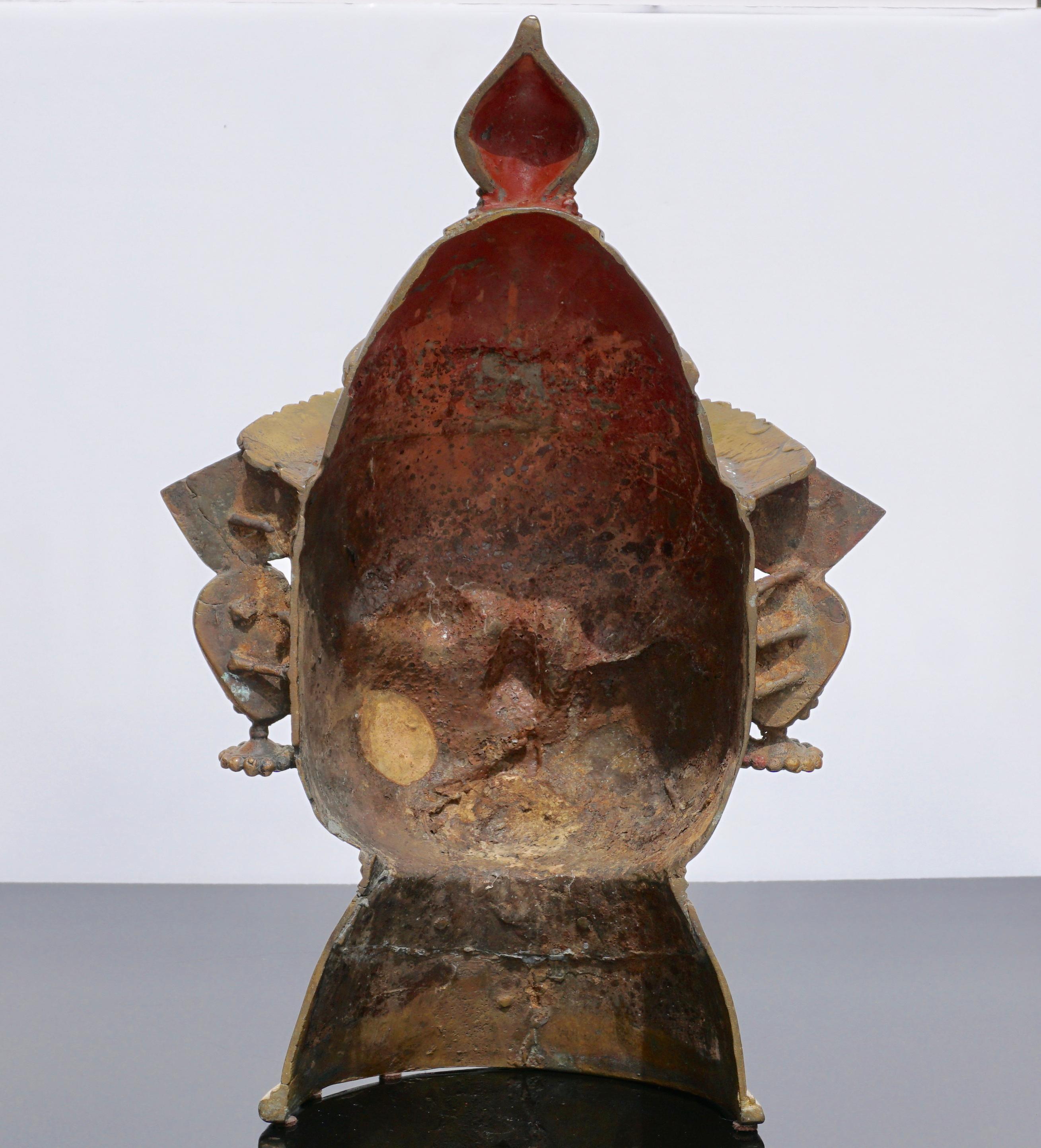 17th Century Large 17th-18th Century Indian Mukhalingam Gilt Bronze Mask