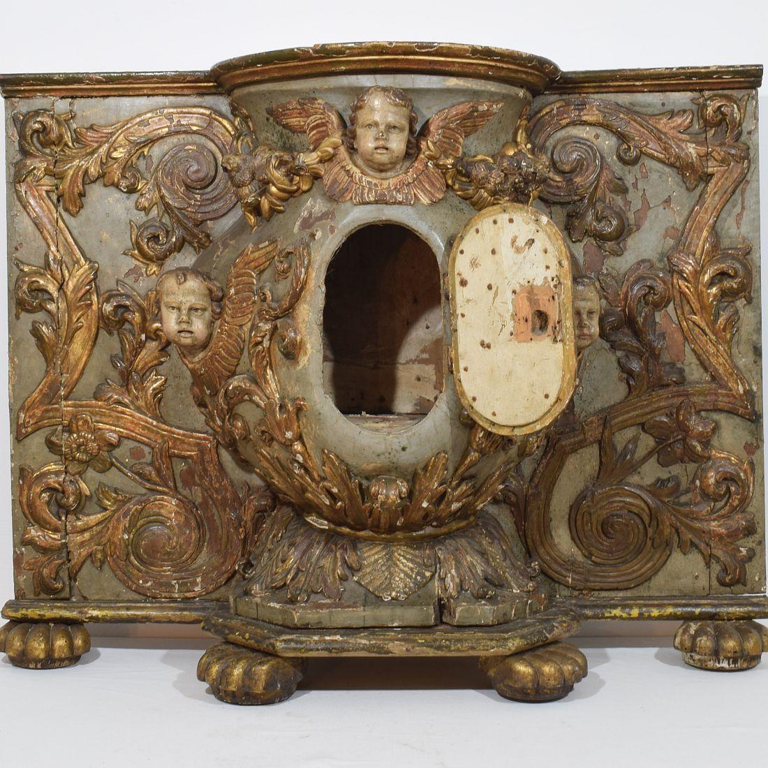 Large 17th/ 18th Century Italian Hand Carved Baroque Tabernacle With Angels 4