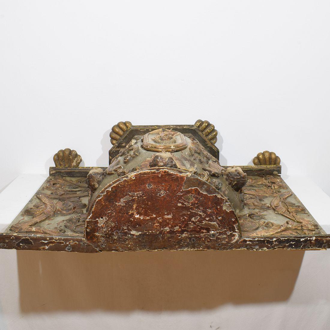 Large 17th/ 18th Century Italian Hand Carved Baroque Tabernacle With Angels 12