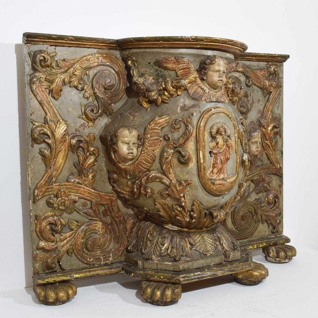 Hand-Carved Large 17th/ 18th Century Italian Hand Carved Baroque Tabernacle With Angels