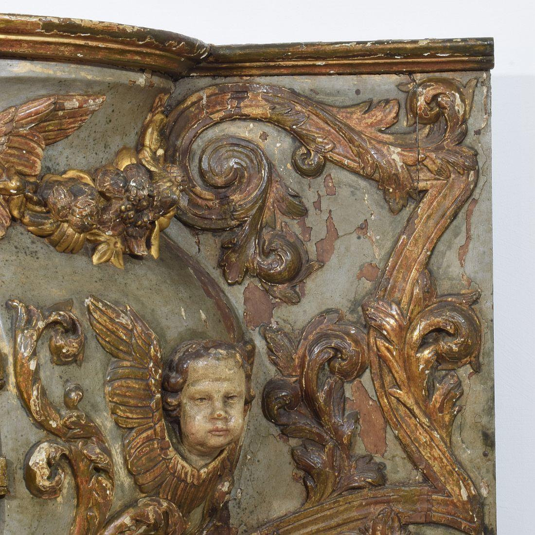 Wood Large 17th/ 18th Century Italian Hand Carved Baroque Tabernacle With Angels