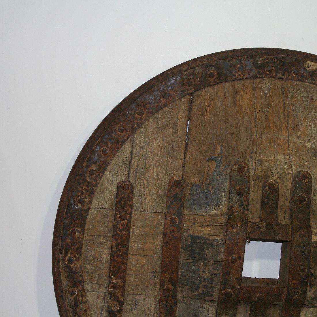 Wood Large 17th-18th Century Primitive Spanish Chariot Wheel