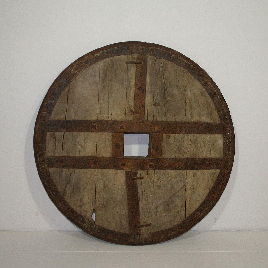 Large 17th-18th Century Primitive Spanish Chariot Wheel 2