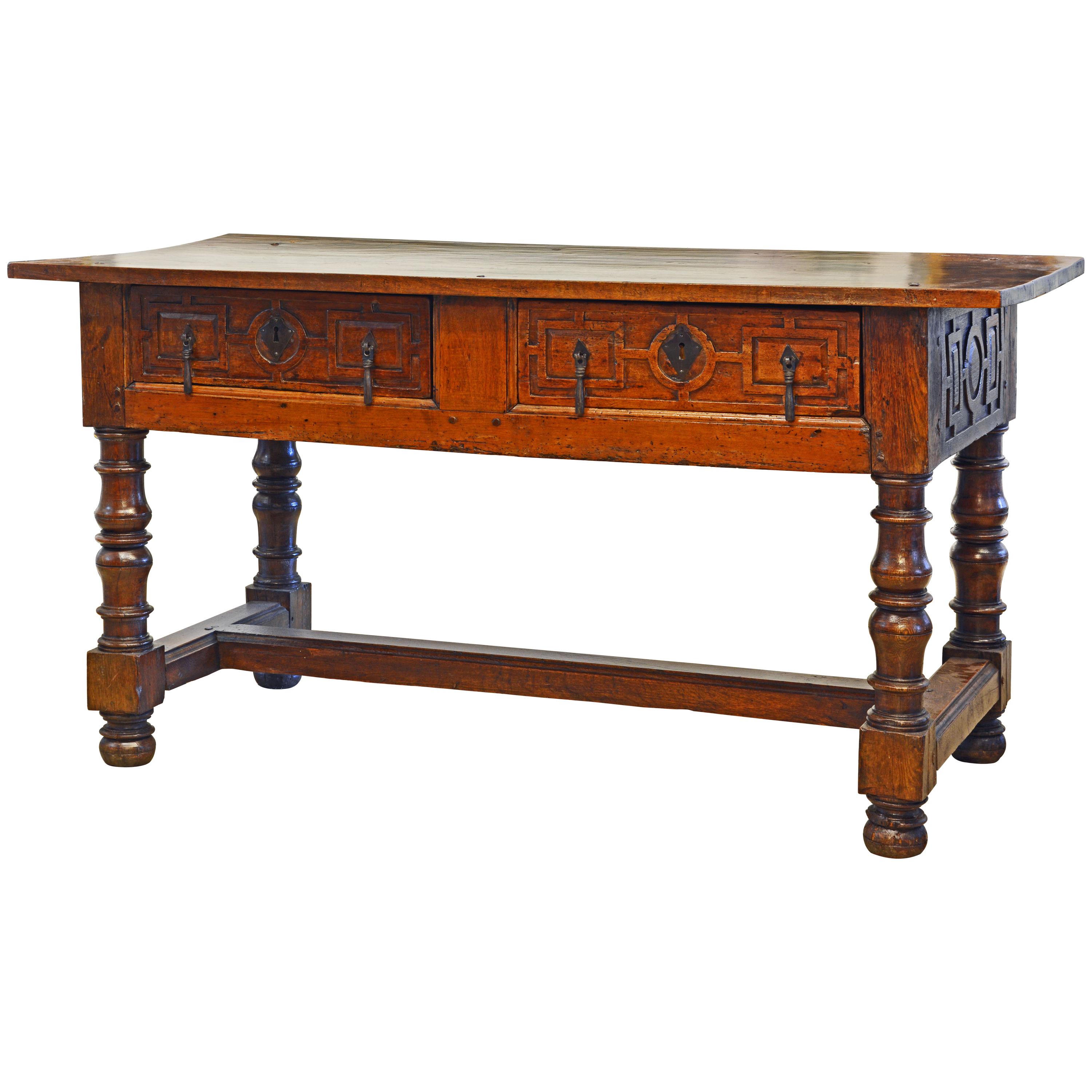 Large 17th-18th Century Spanish Renaissance Walnut Refectory Table or Hall Table