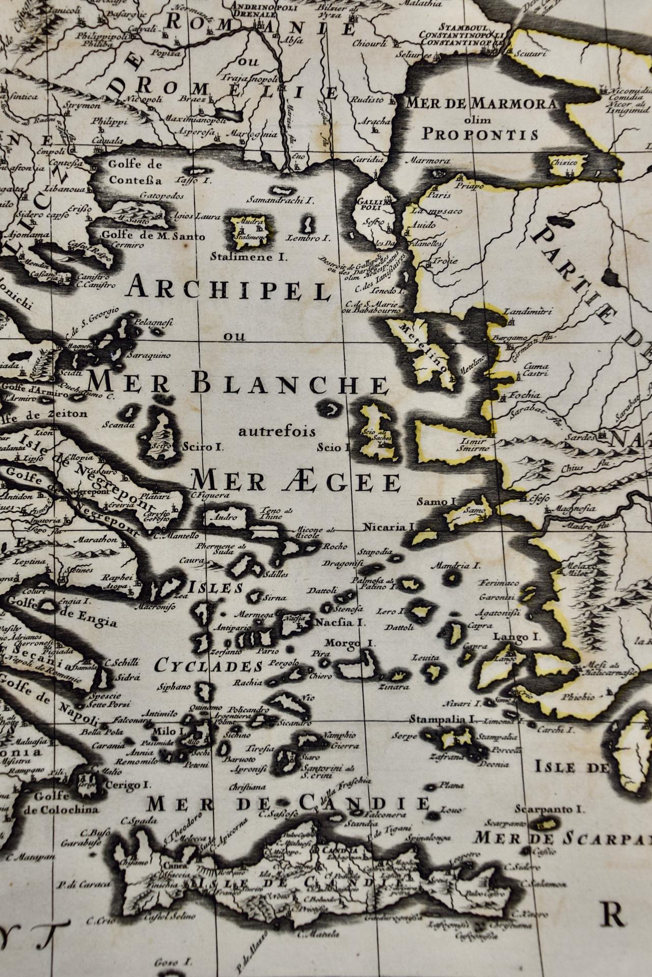 Français Europe du Sud et de l'Est : Une grande carte du C.I.C. colorée à la main par Sanson & Jaillot en vente