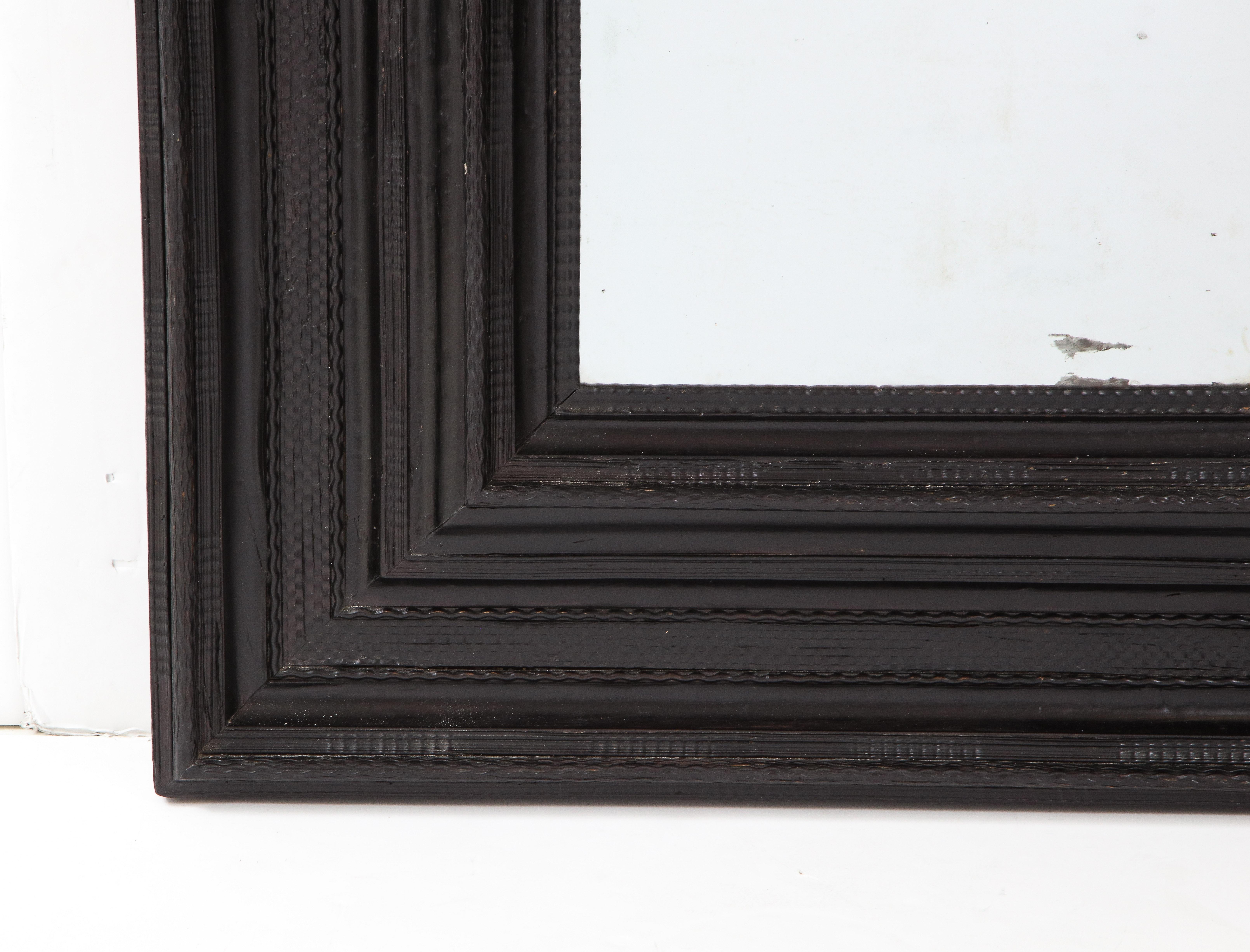 Large 17th C Italian Walnut Ebonized Guilloché Mirror, Italy For Sale 1