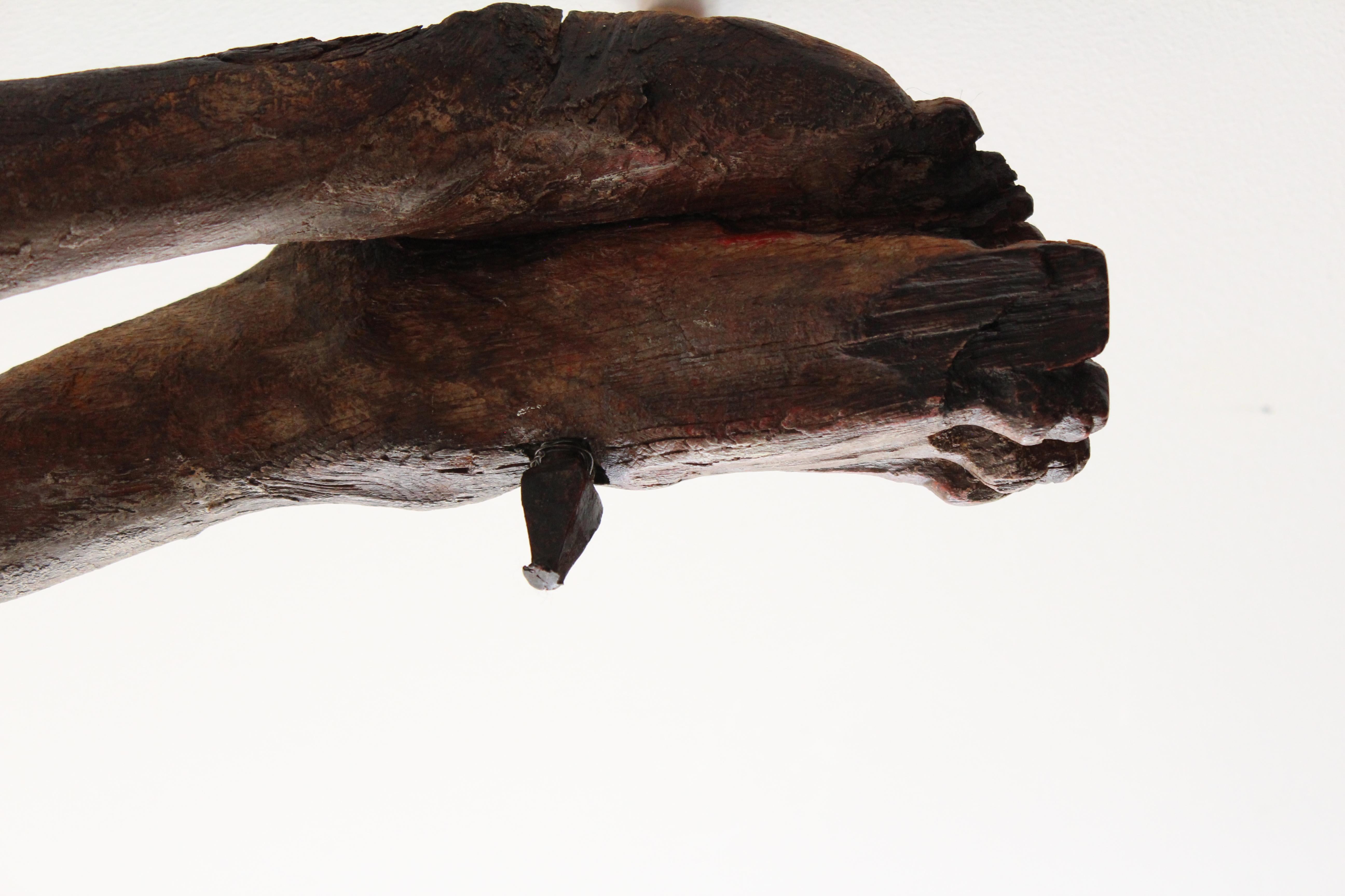 Großer spanischer Holz-Corpus Christi aus dem 17. im Zustand „Gut“ im Angebot in Haaltert, BE