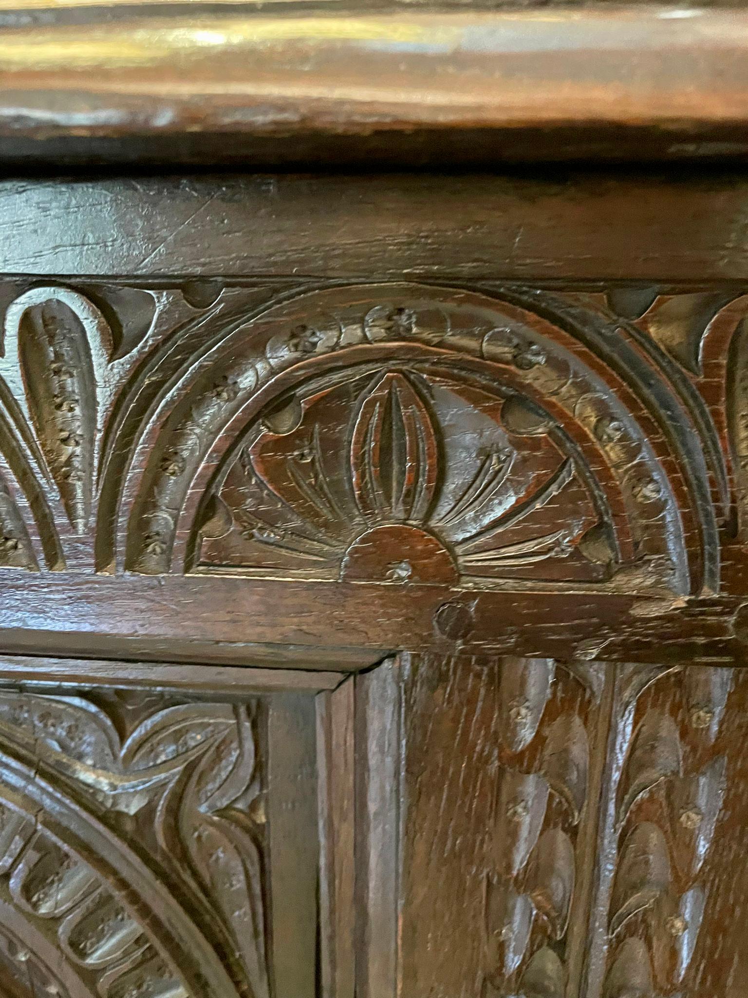 Charles II Large 17th Century Antique Quality Carved Oak Coffer For Sale