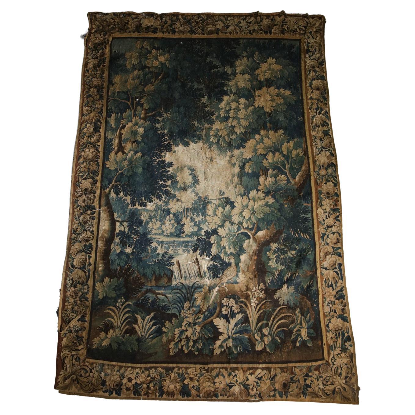 Grande tapisserie française d'Aubusson du 17ème siècle « Verdure »  en vente