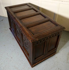 Large 17th Century  Carved Oak Coffer