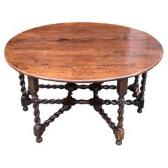 Used Large 17th Century Charles II Period Solid Oak Double Gateleg Table