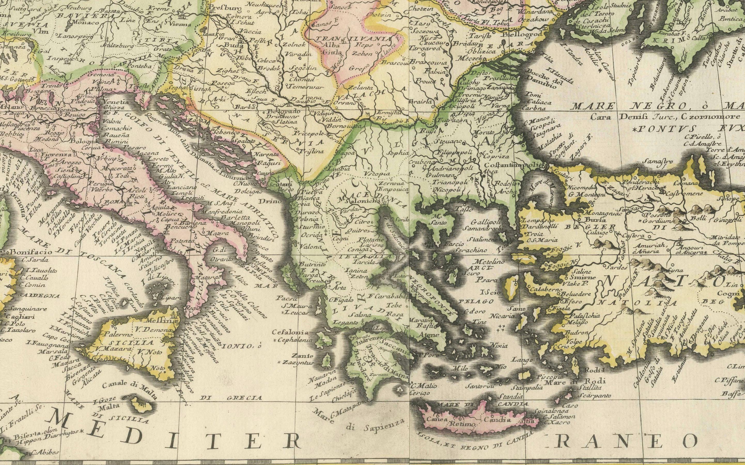 Large 17th-Century Coronelli Map of Europe with Mythical Islands and Rich Detail In Good Condition For Sale In Langweer, NL