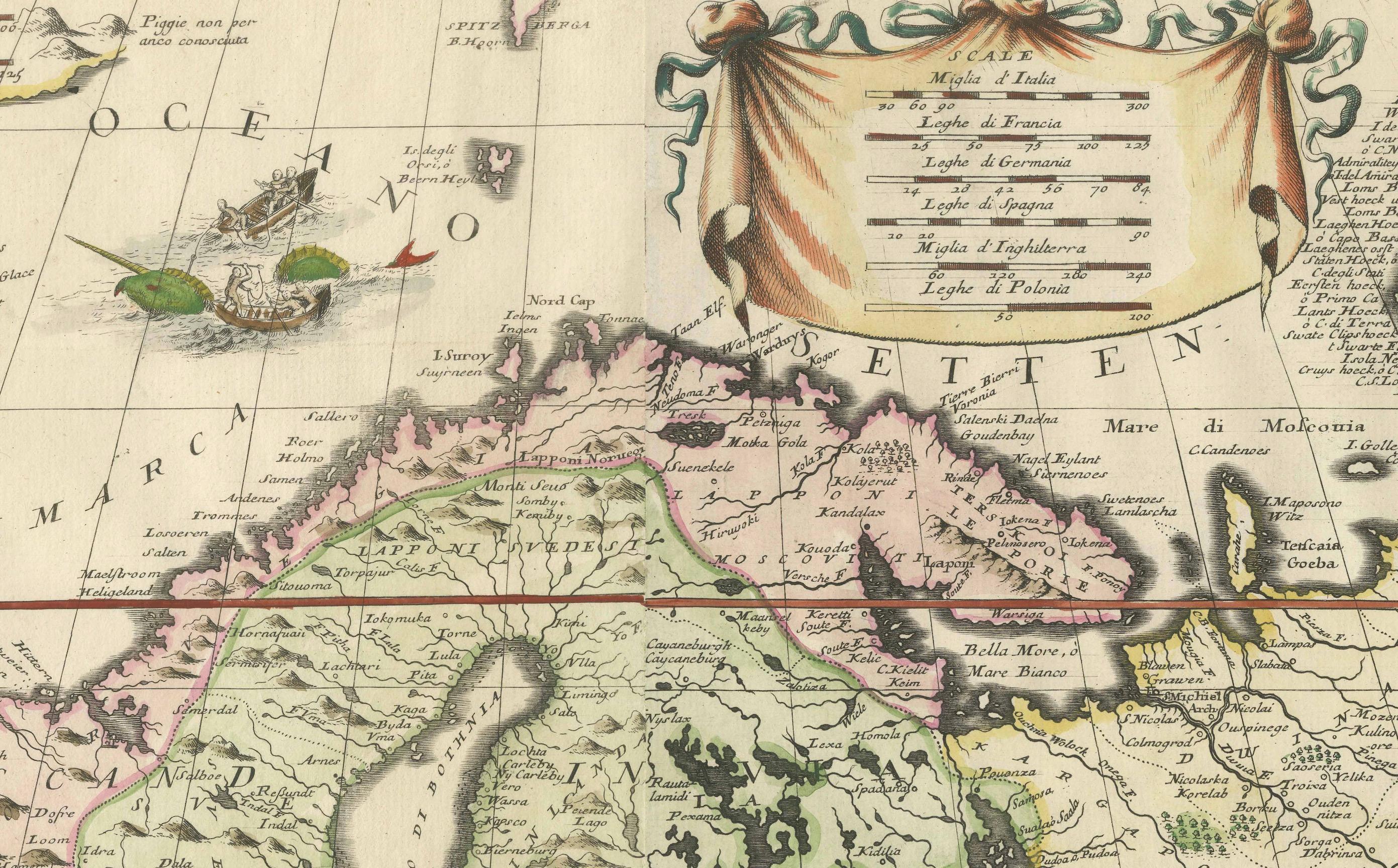 Large 17th-Century Coronelli Map of Europe with Mythical Islands and Rich Detail For Sale 1