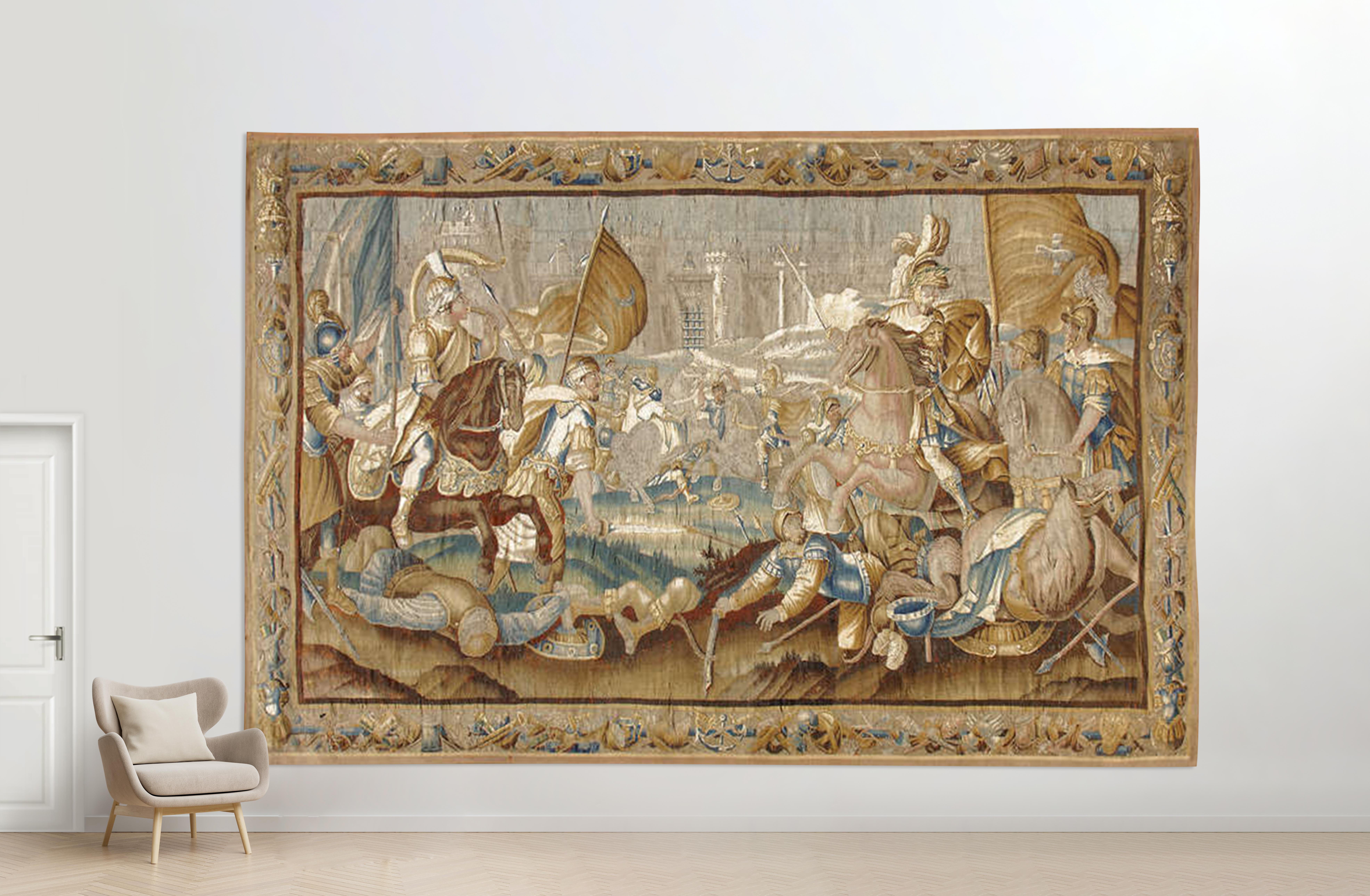Groer flmischer Wandteppich aus dem 17. Jahrhundert mit dem Titel Battle over Jerusalem im Angebot 5