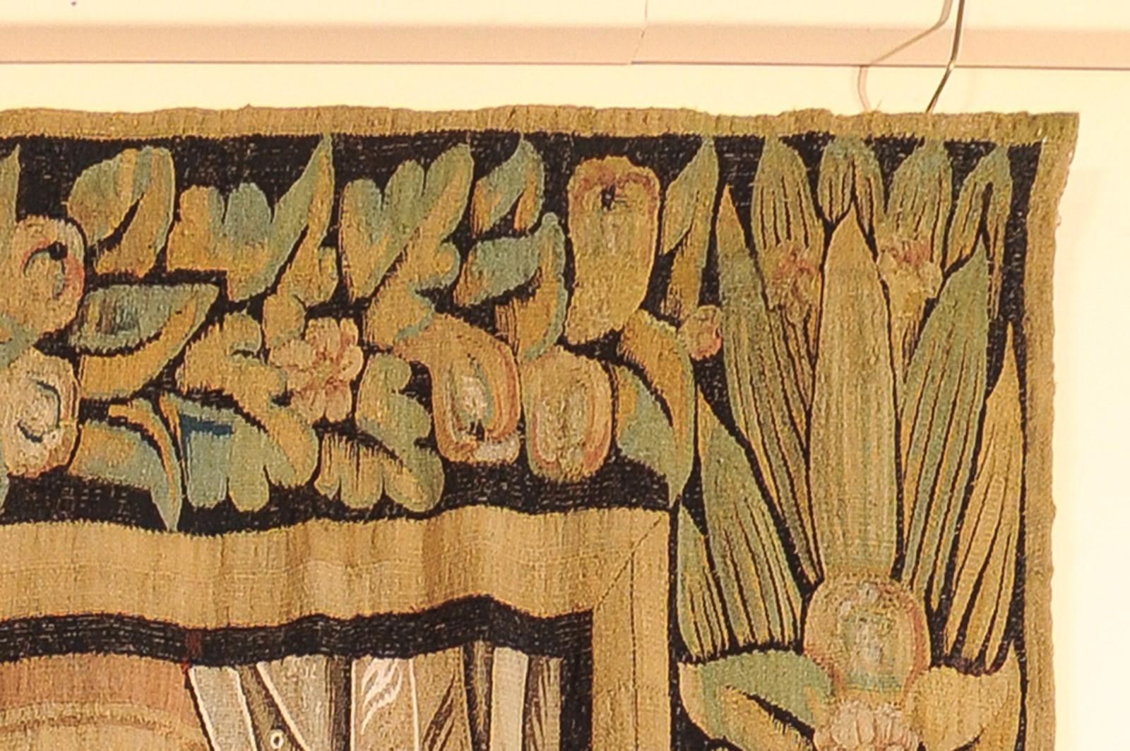 Large 17th Century Flemish Tapestry with Court Scene and Original Border For Sale 1