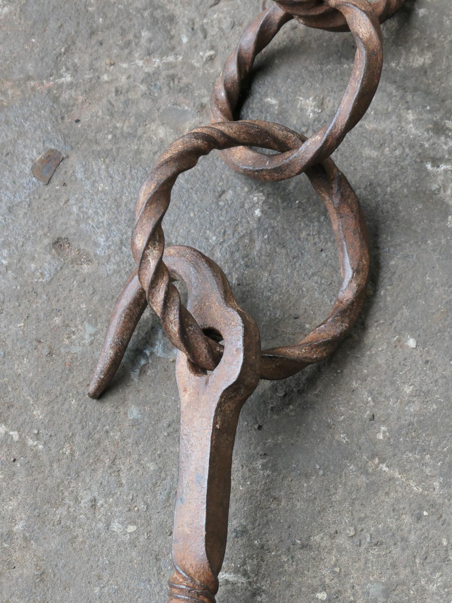 Forged Large 17th Century French Fireplace Pot Hook For Sale