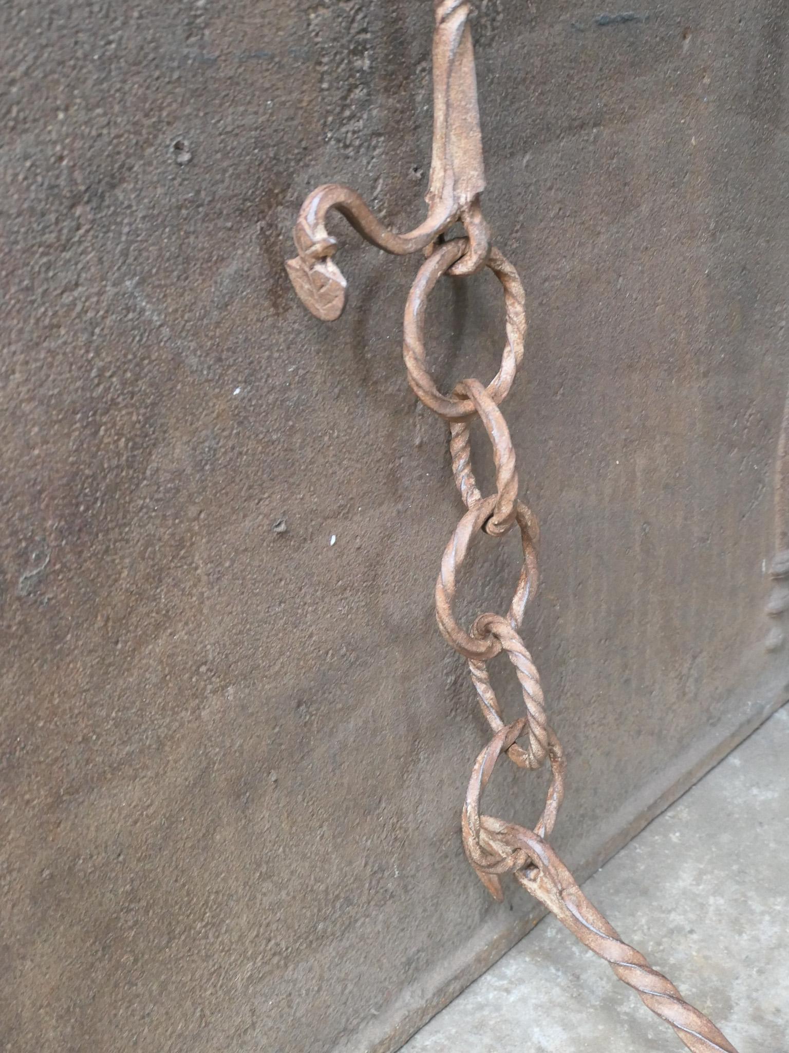 Wrought Iron Large 17th Century French Fireplace Pot Hook For Sale