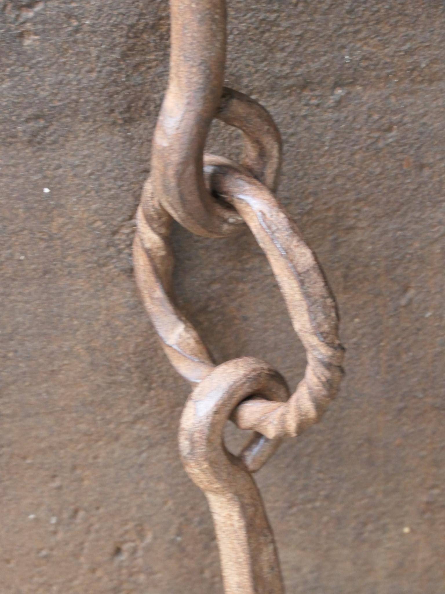 Wrought Iron Large 17th Century French Fireplace Pot Hook For Sale