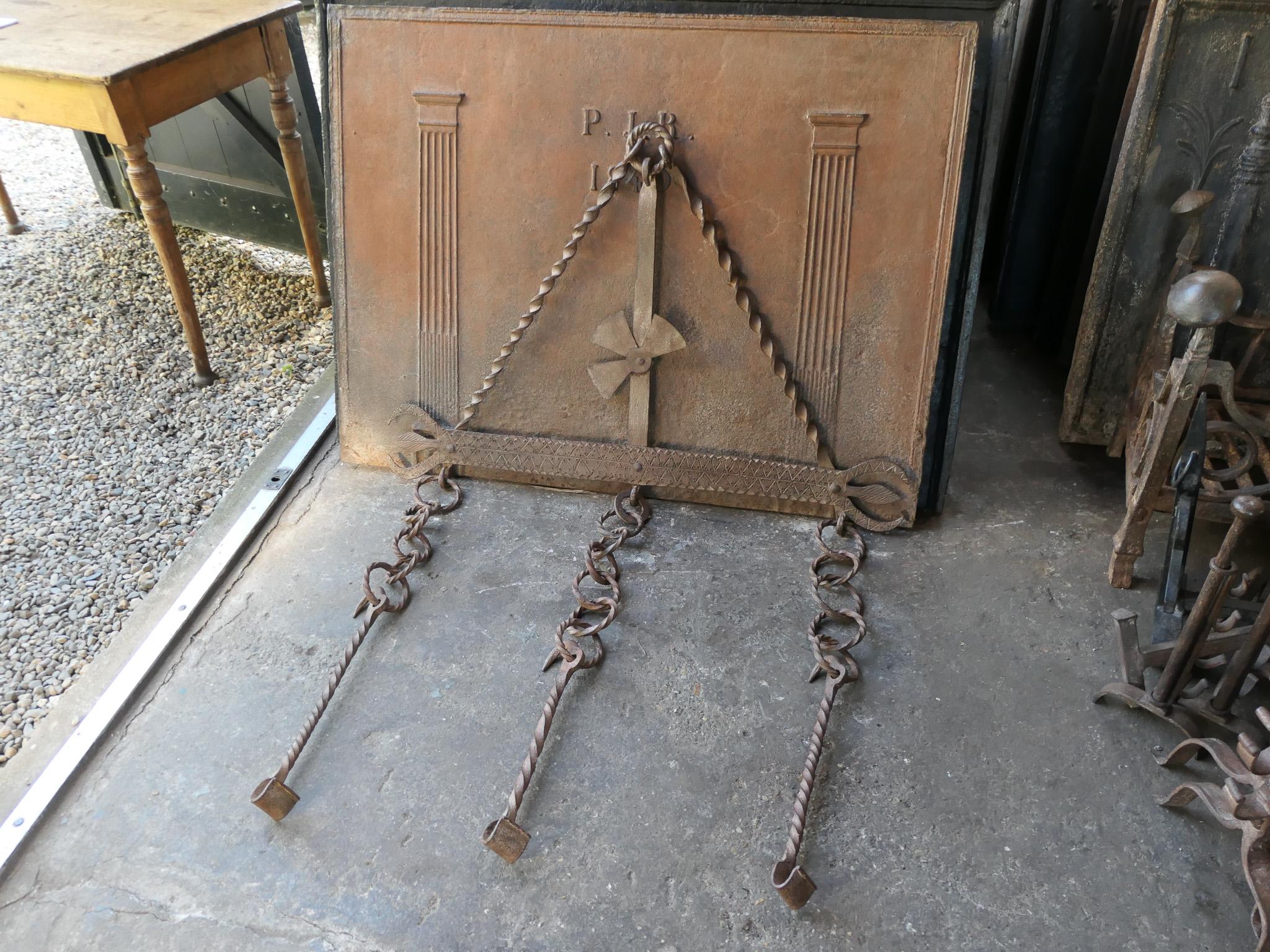 18th Century and Earlier Large 17th Century French Fireplace Trammel or Hanger For Sale