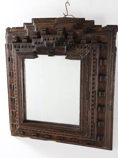 Large 17th Century hand carved wood mirror