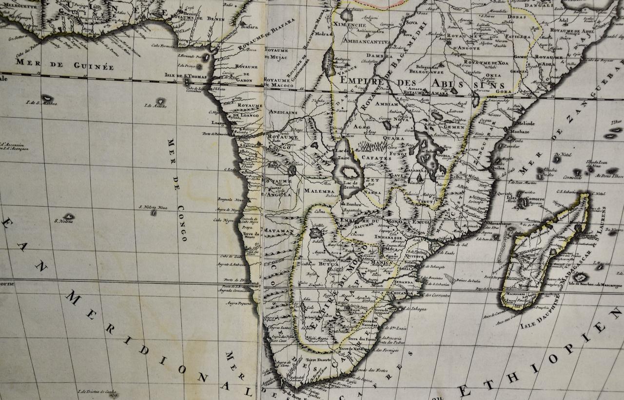 French Africa: A Large 17th Century Hand-Colored Map by Sanson and Jaillot For Sale