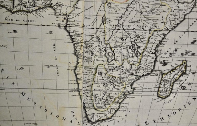 Africa: A Large 17th Century Hand-Colored Map by Sanson and Jaillot For ...