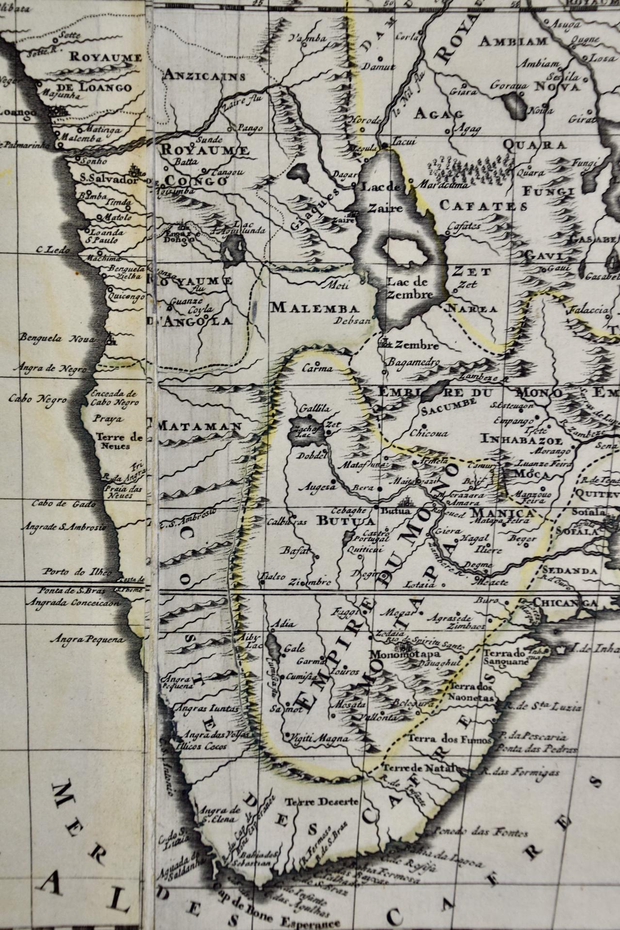 Africa: A Large 17th Century Hand-Colored Map by Sanson and Jaillot In Good Condition For Sale In Alamo, CA