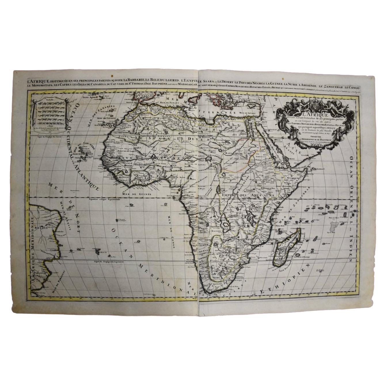 Large 17th Century Hand-Colored Map of Africa by Sanson and Jaillot